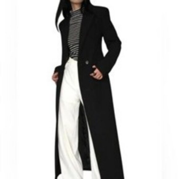 Preston & York Jackets & Blazers - Preston & York Wool Maxi Coat Black 4 Button Collar Pockets Overcoat Classic 12